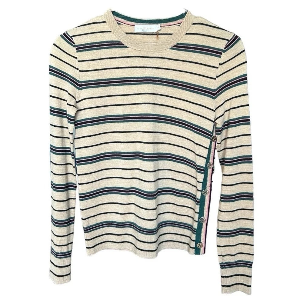Tory Burch Madeline StripeMerino Wool Sweater